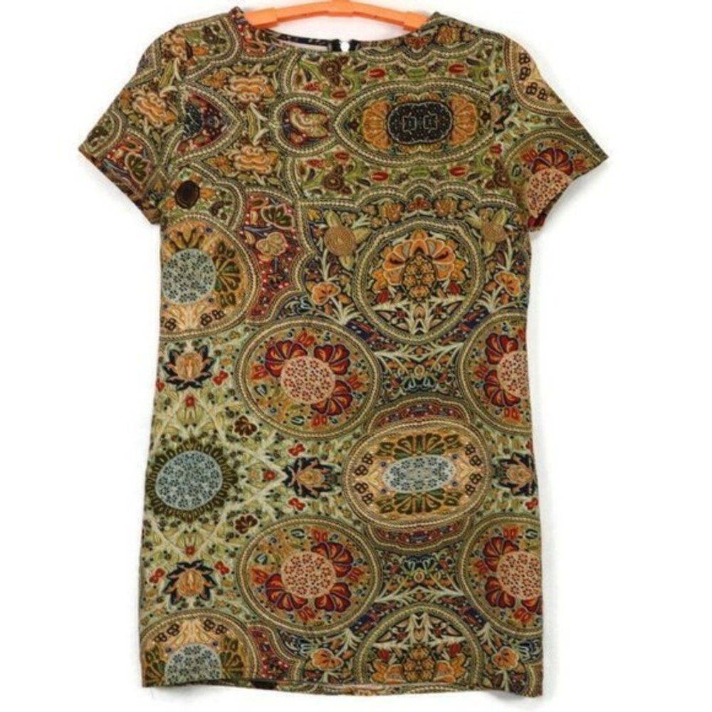 Glamorous Scuba Shirt T-Shirt‎ Dress Yellow Red Blue Boho Floral S Small